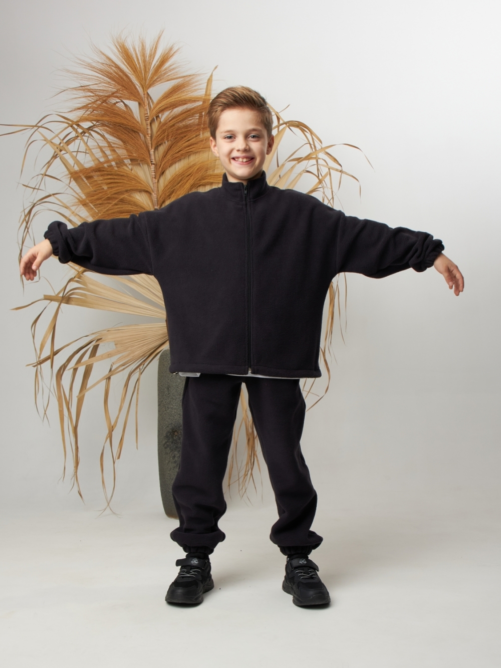 331. Костюм детский (Брюки+Толстовка), темно серый, 100% полиэстер, р. 98,104,110,116