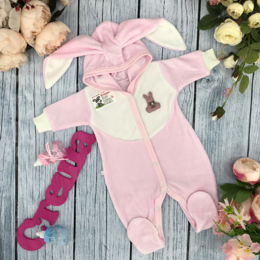 212. Комбинезон с ушками, хлопок 80% велюр, 20%  ПЭ 62.68,74