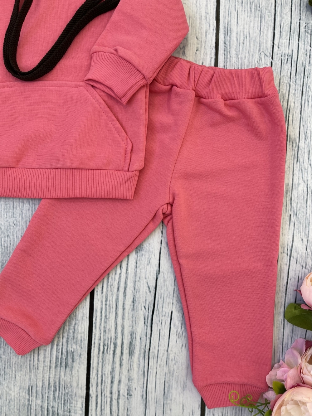 311-М. Свитшот с капюшоном + Штаны, хлопок 65%, 35% ПЭ, 3-х нитка ( без начеса) малина 122,128,134,140