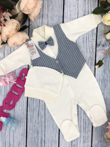 Купить оптом 224-Г. Комбинезон, хлопок 100% интерлок, "Жилет новый" голубая полоса в Кызыле