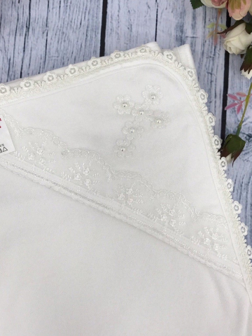 229. Крестильная пеленка, хлопок 100% Махра, молочный