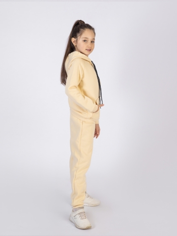 296-СЛ. Свитшот с капюшоном  + Штаны, хлопок 65%, 35% ПЭ, 3-х нитка (начес) сливочный  122,128,134,140