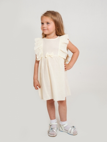 Купить 322-СЛ. Платье из муслина детское, хлопок 100% сливочный, р. 98,104,110,116 в Кызыле