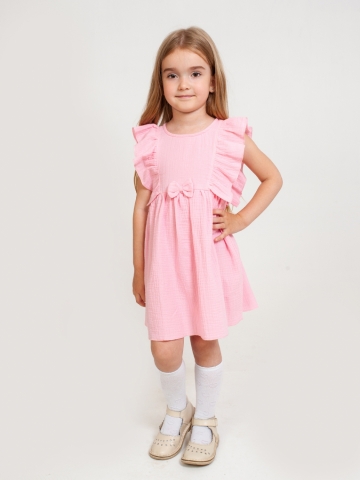 Купить 322-Р. Платье из муслина детское, хлопок 100% розовый, р. 74,80,86,92 в Кызыле