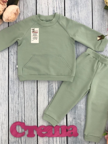 Купить оптом 312-ОЛ. Свитшот+ Штаны , хлопок 70%, 25% ПЭ, 5% лайкра, 2 нитка петля без начеса, олива 80,86,92 в Кызыле