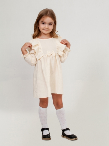 Купить 321-СЛ. Платье из муслина детское, хлопок 100% сливочный, р. 98,104,110,116 в Кызыле