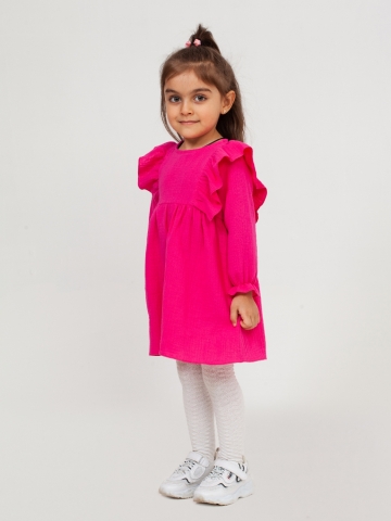 Купить 321-Ф. Платье из муслина детское, хлопок 100% фуксия, р. 74,80,86,92 в Кызыле